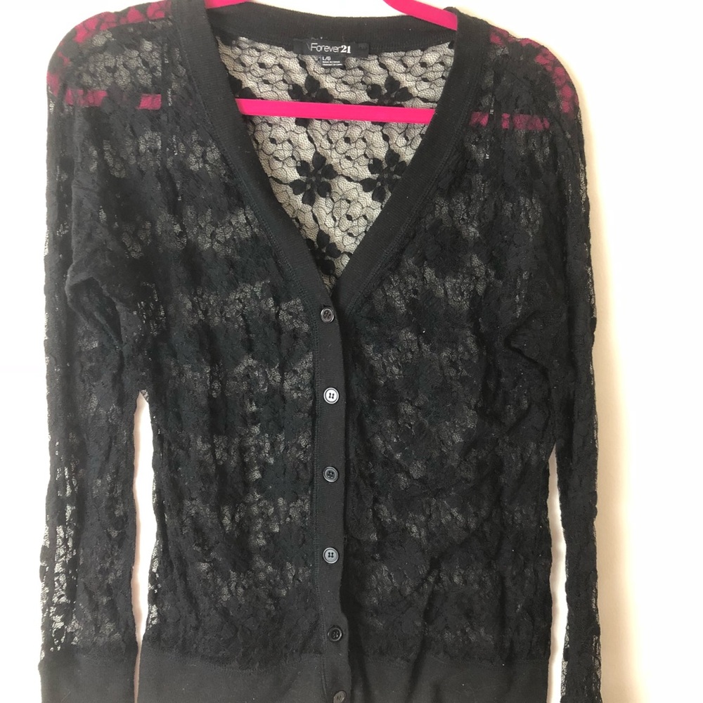 Black Lace Cardigan Top